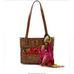 NWT Patricia Nash Kalamaria Floral Scarf  Woven Tote Bag Satchel